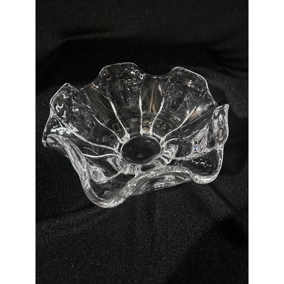 Other - Confrac Art Glass Verrier France Abstract dish Crystal Clear Signed Free form